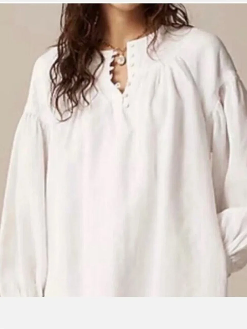 J Crew Gathered popover dress in 100% linen CJ500 Size XS NWT White Lined